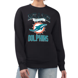 Women's G-III 4Her by Carl Banks Black Miami Dolphins Team Logo Graphic Tri-Blend Pullover Sweatshirt