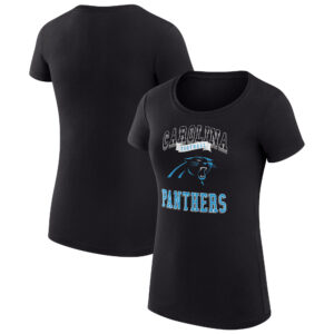 Women's G-III 4Her by Carl Banks Black Carolina Panthers Team Logo Graphic Fitted T-Shirt
