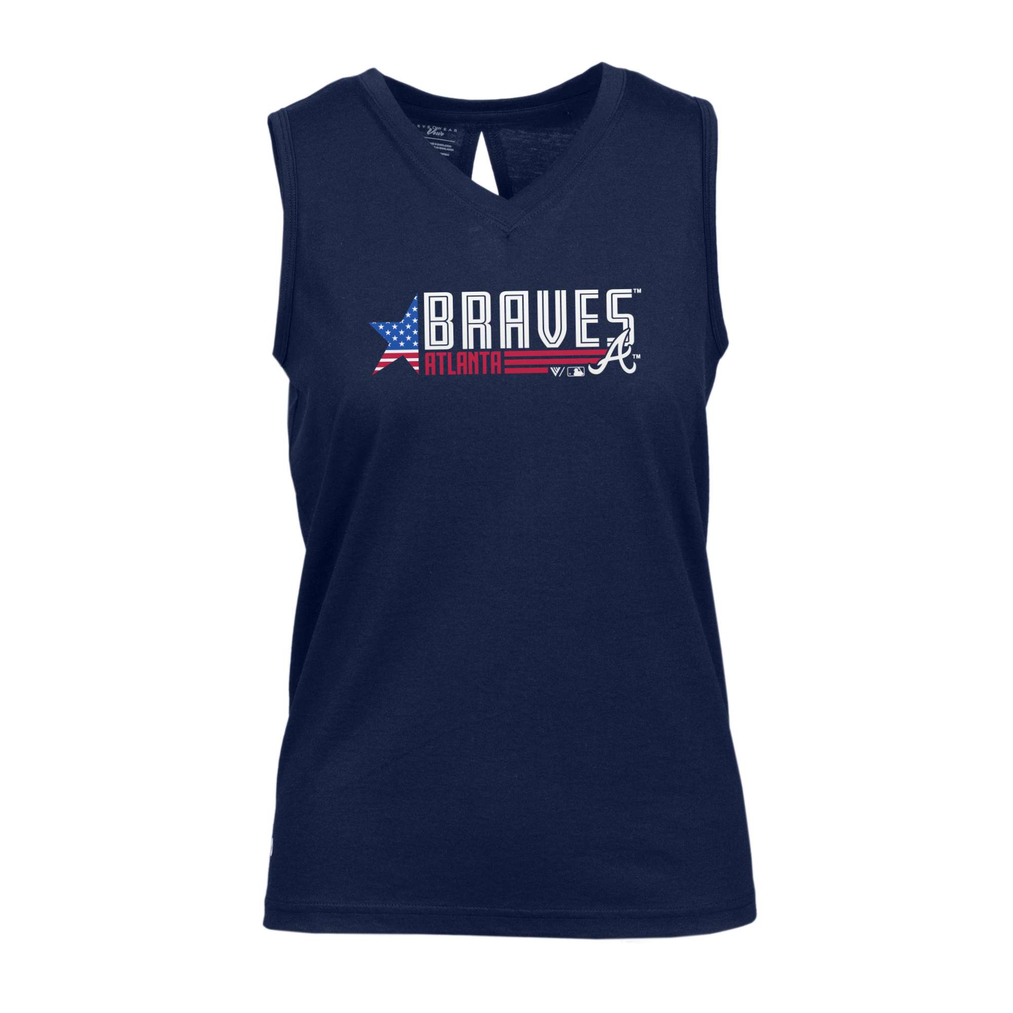 Women's Levelwear Navy Atlanta Braves Paisley Independence Aviation Tank Top - Image 3