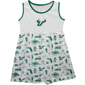 Girls Youth Vive La Fete  White South Florida Bulls Impressions Artwork Tank Top Dress