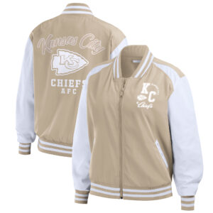 Women's WEAR by Erin Andrews Tan Kansas City Chiefs Tonal Full-Zip Bomber Jacket Tonal Full-Zip Bomber Jacket