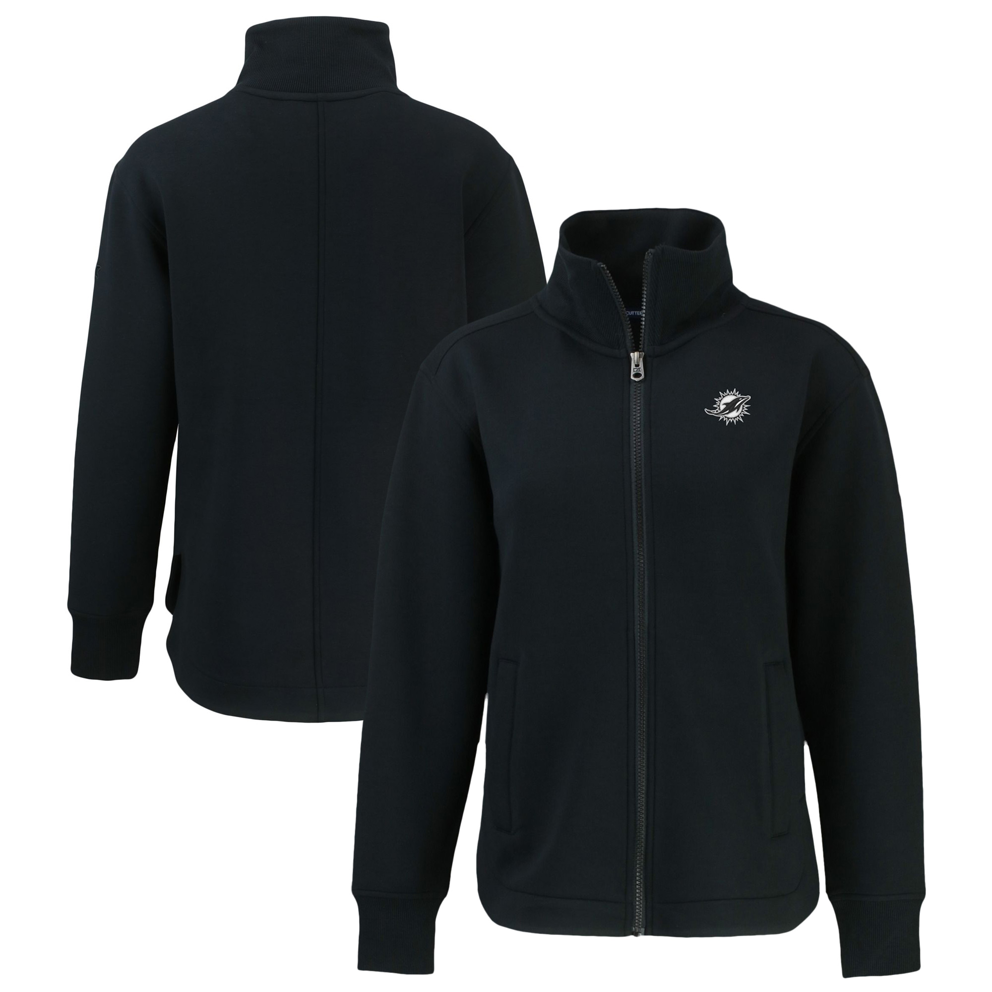Women's Cutter & Buck Black Miami Dolphins Roam Eco Full-Zip Tri-Blend Recycled Jacket - Image 2