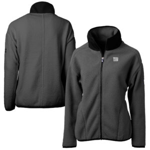 Women's Cutter & Buck Gray New York Giants Cascade Eco Sherpa Fleece Full-Zip Jacket