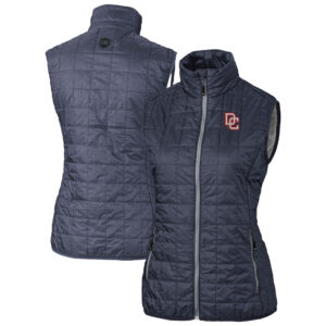 Women's Cutter & Buck  Anthracite Washington Nationals Rainier PrimaLoft Eco Insulated Full-Zip Puffer Vest