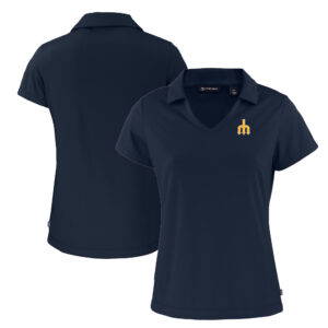 Women's Cutter & Buck Navy Seattle Mariners Daybreak Eco Recycled V-Neck Polo