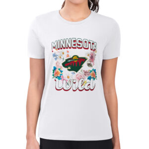 Women's G-III 4Her by Carl Banks White Minnesota Wild Flower Logo Fitted T-Shirt