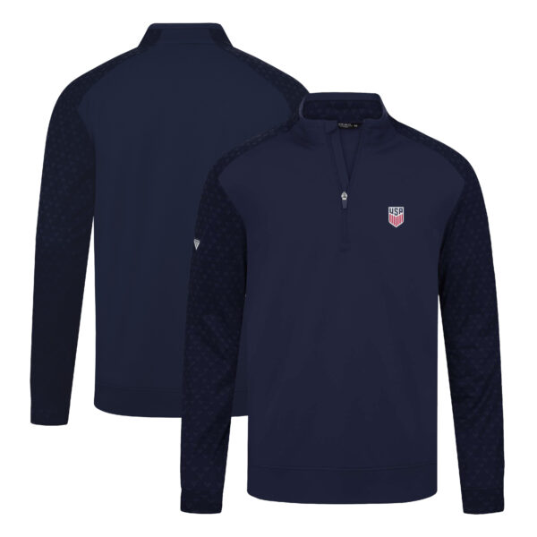 Men's Levelwear Navy USMNT Aztec Quarter-Zip Pullover Top
