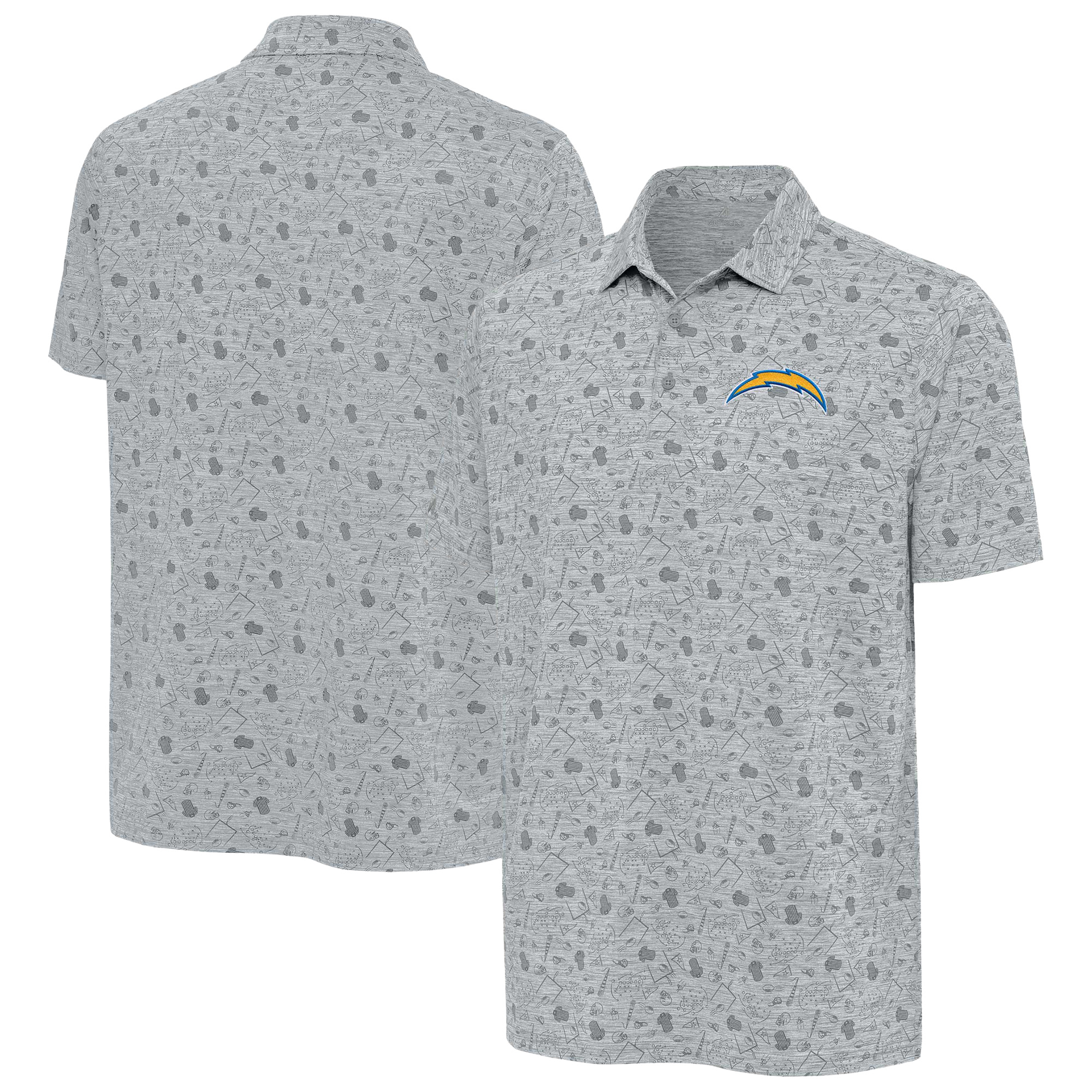 Men's Antigua Heather Gray Los Angeles Chargers Relentless Polo - Image 2