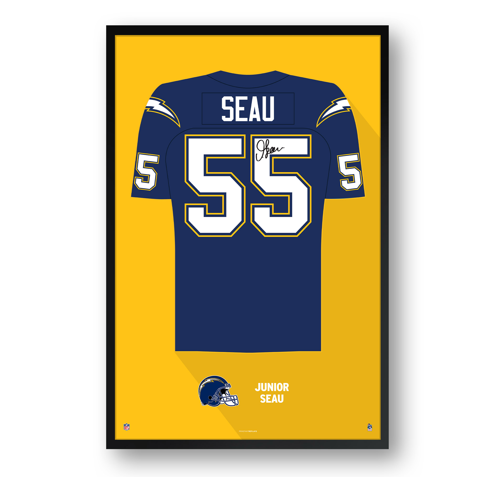 Junior Seau Los Angeles Chargers Framed 27" x 39" Retired Jersey Art Print - Image 2