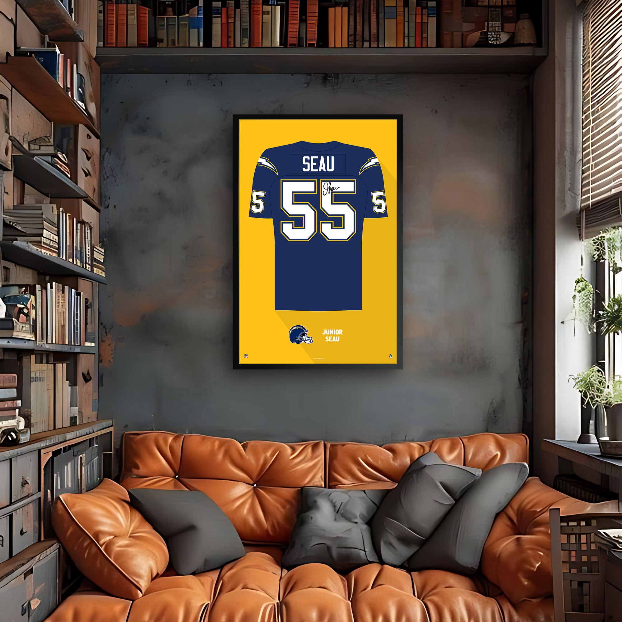 Junior Seau Los Angeles Chargers Framed 27" x 39" Retired Jersey Art Print - Image 6