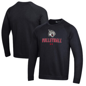 Men's Under Armour Black Davidson Wildcats Volleyball Rival Fleece Raglan Pullover Sweatshirt