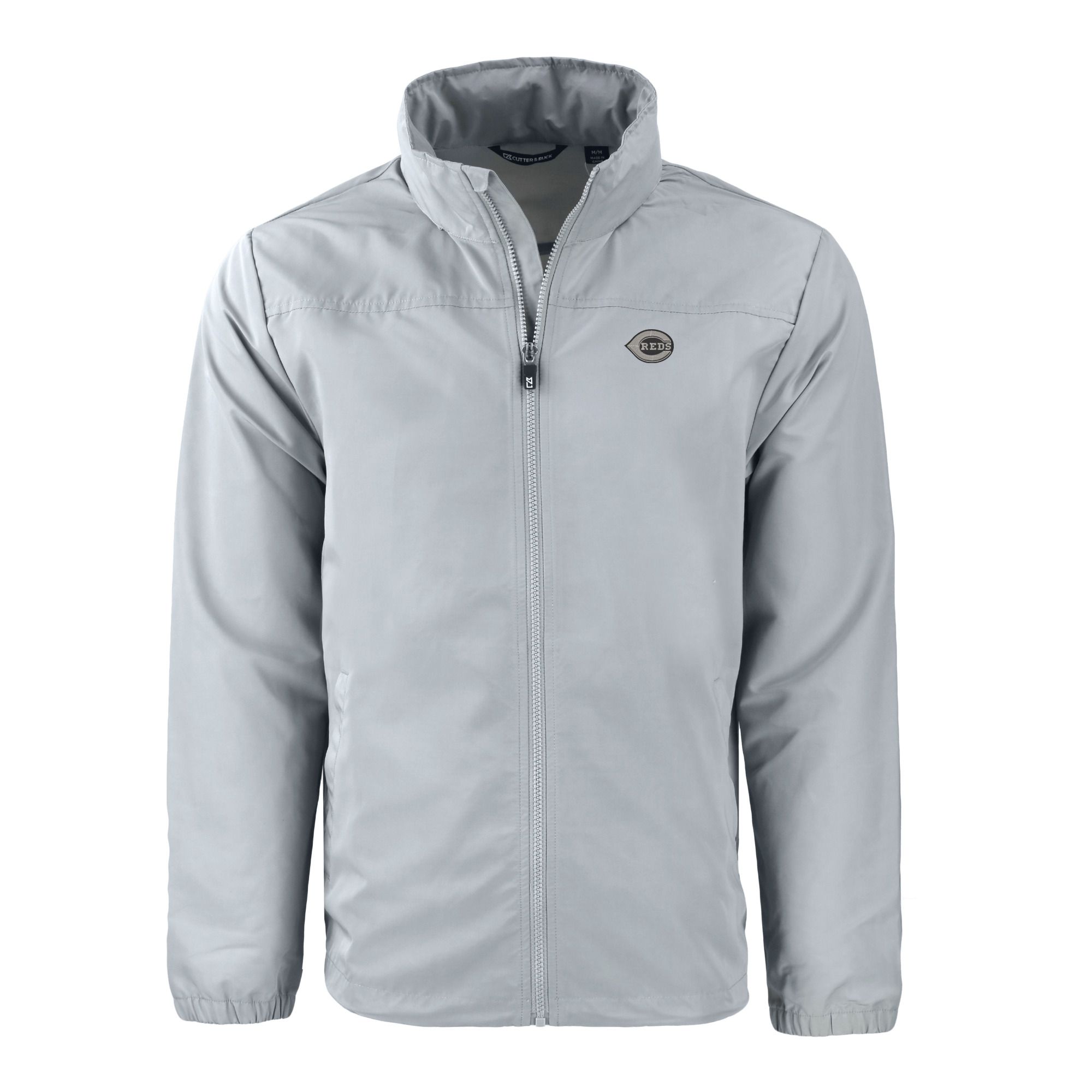 Men's Cutter & Buck Gray Cincinnati Reds Charter Eco Recycled Full-Zip Hoodie Jacket - Image 3