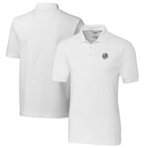 Men's Cutter & Buck White New York Yankees Big & Tall Advantage Eco Pique DryTec Tri-Blend Polo