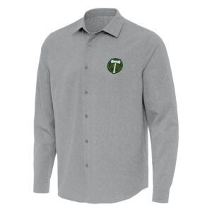 Men's Antigua Gray Portland Timbers Exposure Woven Long Sleeve Button-Up Shirt