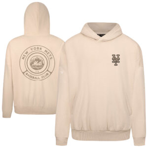 Men's Levelwear Khaki New York Mets Contact Oversized Pullover Hoodie