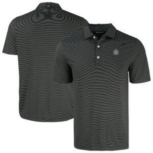 Men's Cutter & Buck Black Seattle Mariners Forge Eco Fine Line Stripe Polo