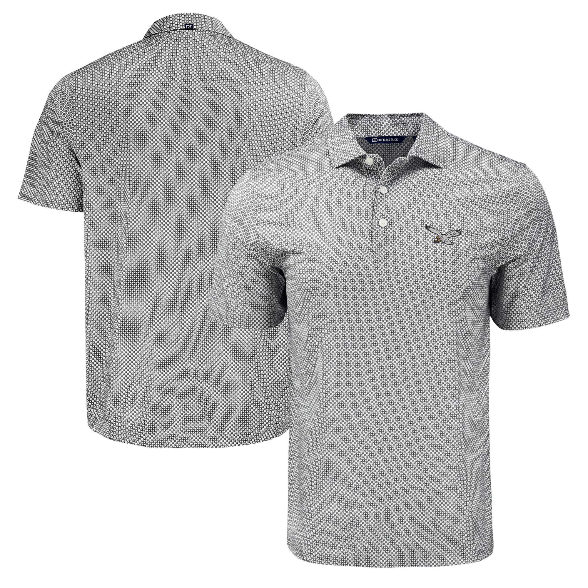 Men's Cutter & Buck Black Philadelphia Eagles Pike Eco Diamond Dot Print Polo - Image 2