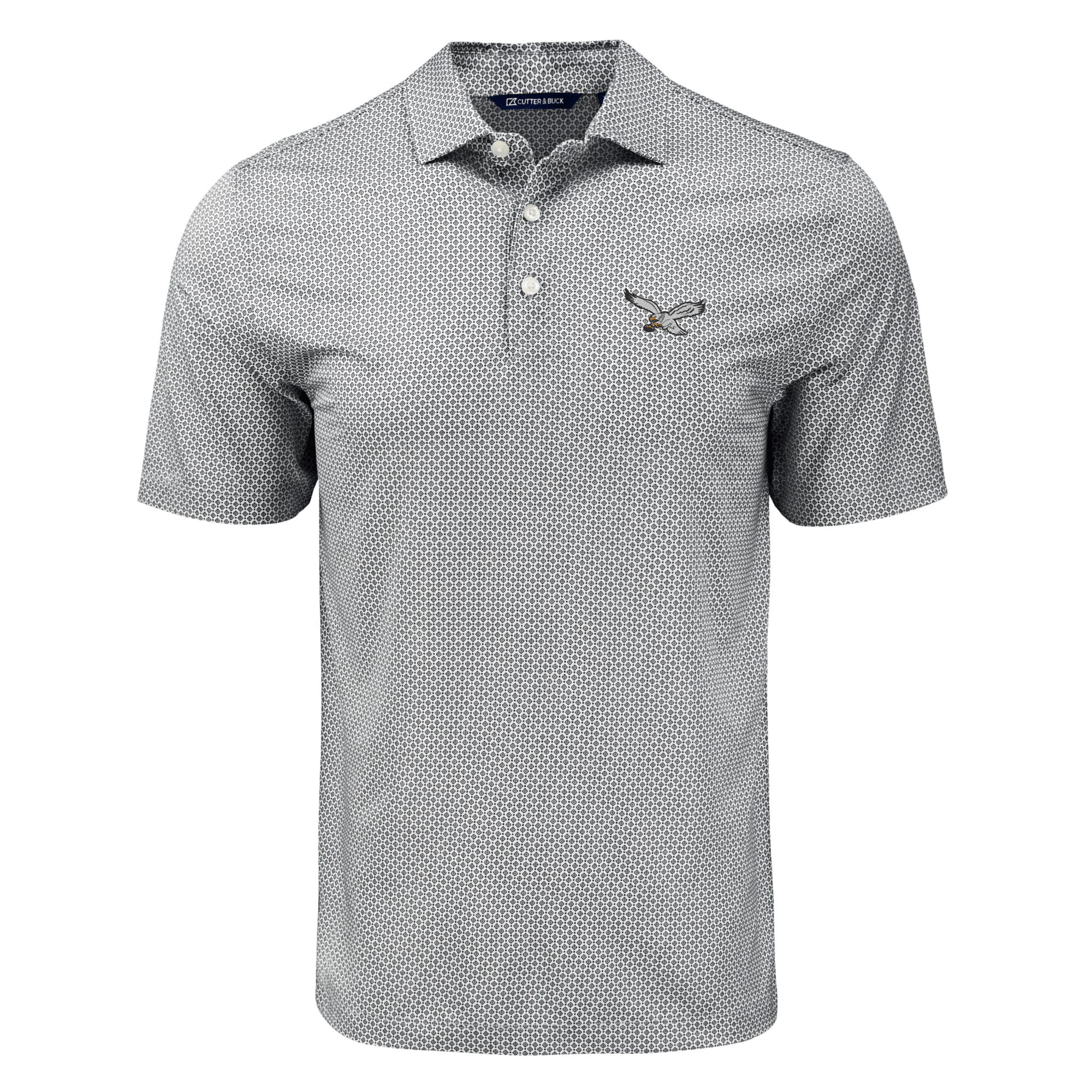 Men's Cutter & Buck Black Philadelphia Eagles Pike Eco Diamond Dot Print Polo - Image 6