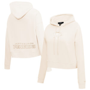 Women's Pro Standard Cream Pittsburgh Penguins Fleece Cropped Pullover Hoodie
