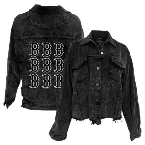 Women's Tiny Turnip  Black Boston Red Sox Logo Grid Corduroy Button-Up Jacket
