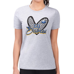 Women's G-III 4Her by Carl Banks Heather Gray Buffalo Sabres Animal Print Heart Fitted T-Shirt