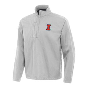 Men's Antigua Gray Illinois Fighting Illini Brisk Quarter-Zip Windbreaker