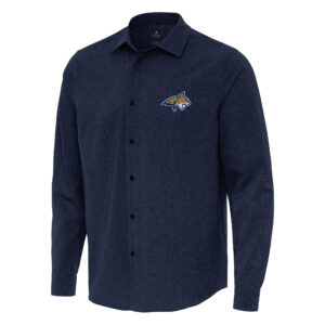 Men's Antigua Navy Montana State Bobcats Exposure Woven Long Sleeve Full-Button Shirt