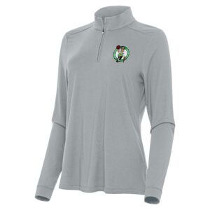 Women's Antigua Gray Boston Celtics Intent Quarter-Zip Top