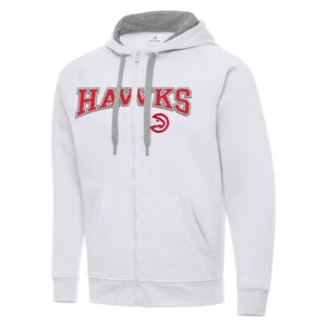 Men's Antigua White Atlanta Hawks Big & Tall Victory Full-Zip Hoodie Jacket