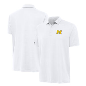 Men's Antigua White Michigan Wolverines Reprocess Polo