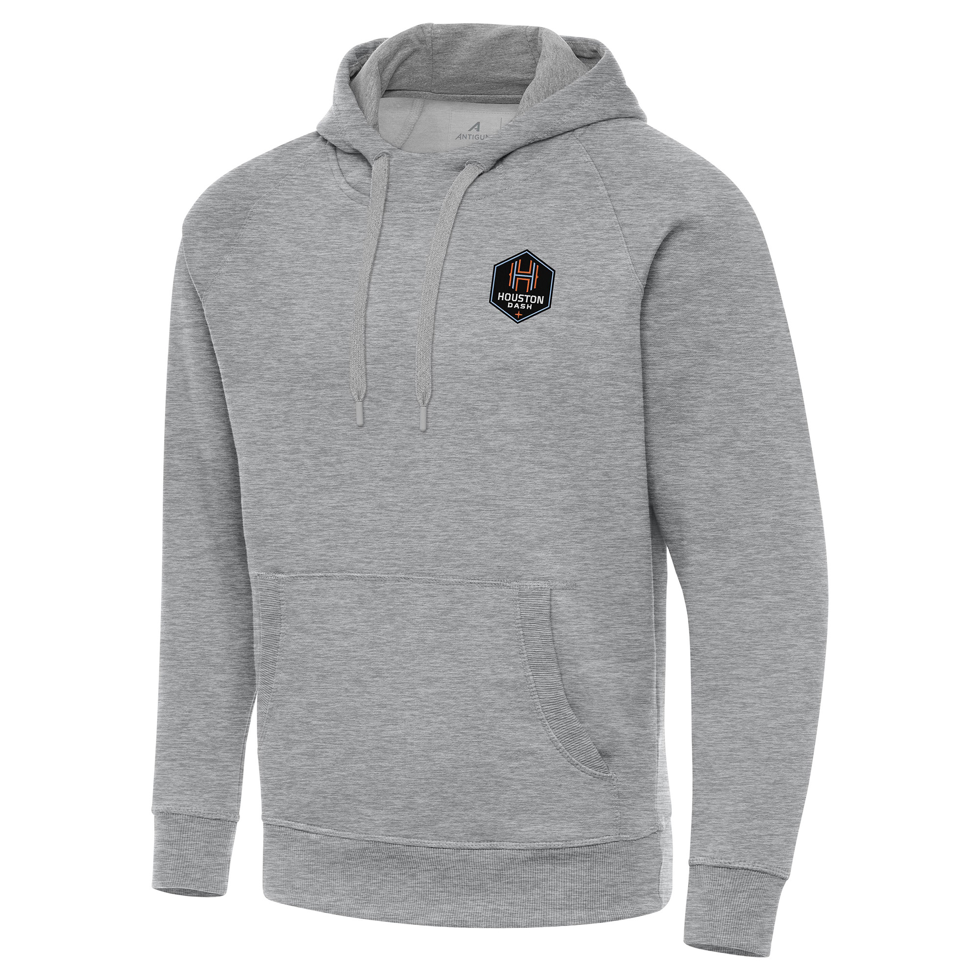 Men's Antigua Heather Gray Houston Dash Victory Pullover Hoodie