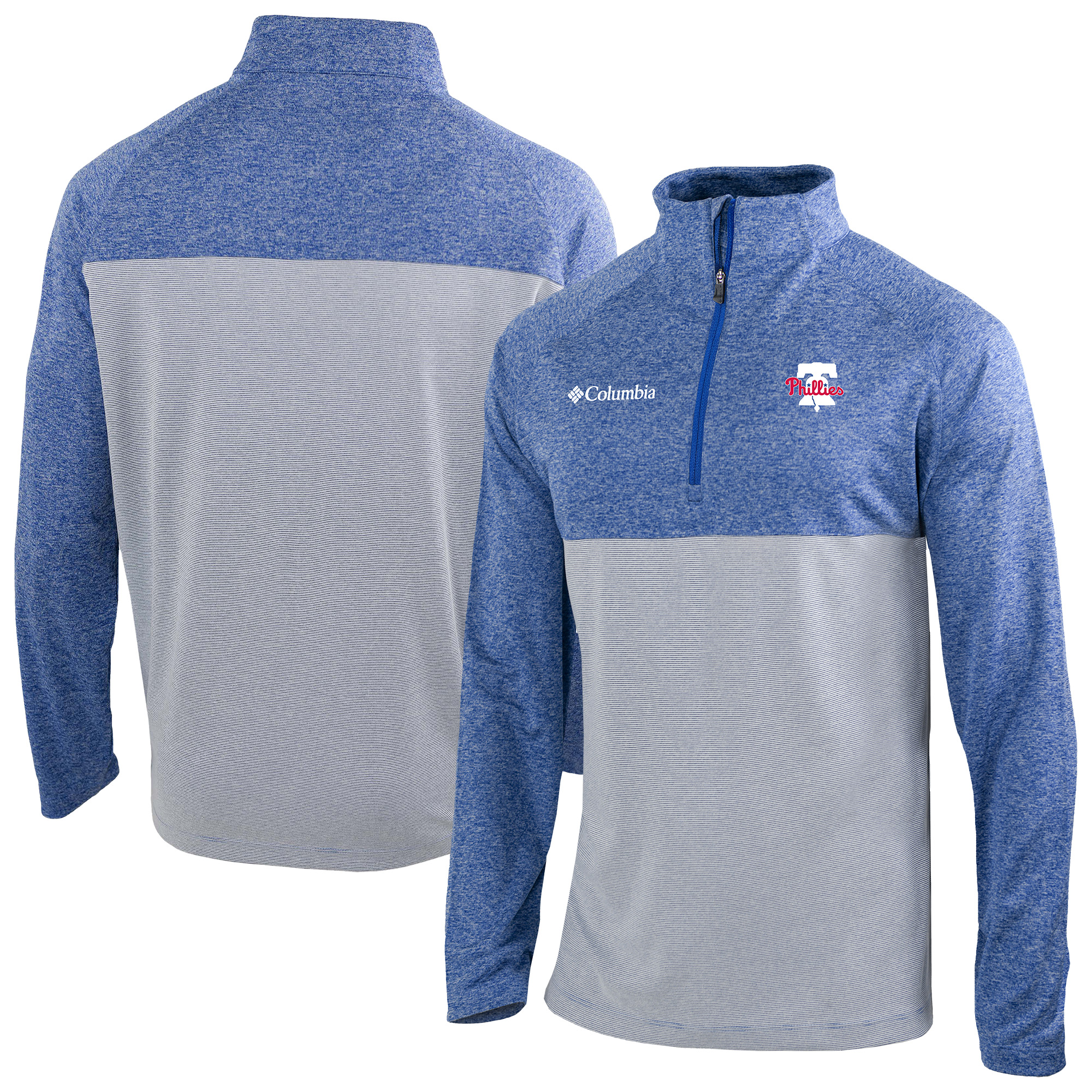 Men's Columbia Royal Philadelphia Phillies Omni-Wick Rockin' It Raglan Quarter-Zip Top