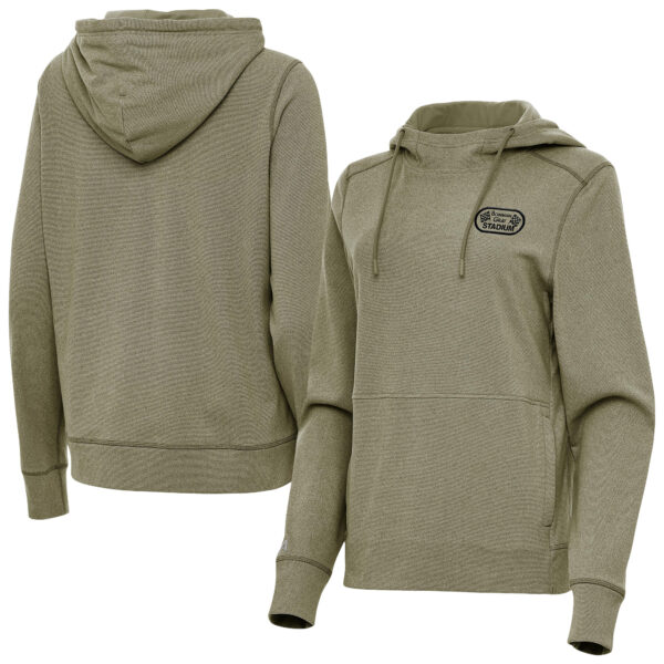 Women's Antigua  Olive Bowman Gray Stadium Justice Pullover Hoodie