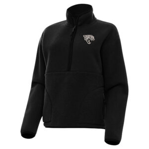 Women's Antigua Black Jacksonville Jaguars  Brushed Carbon Figure Half-Zip Pullover Sweatshirt