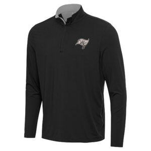 Men's Antigua  Black Tampa Bay Buccaneers Content Quarter-Zip Pullover Top