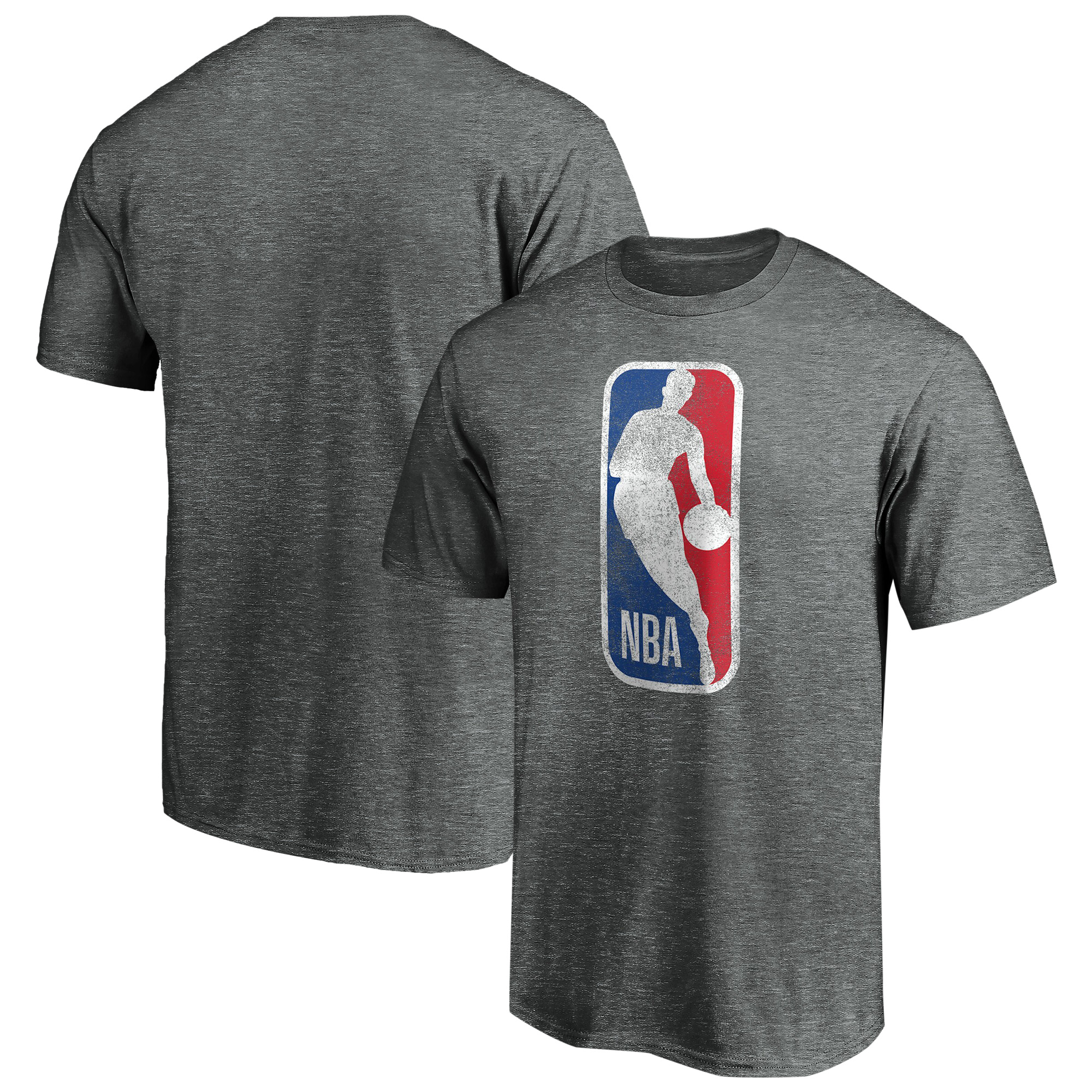 Men's Gray NBA Distressed Logo Tri-Blend T-Shirt - Image 2