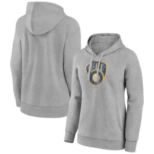 Women's Gray Milwaukee Brewers Distressed Team Pullover Hoodie