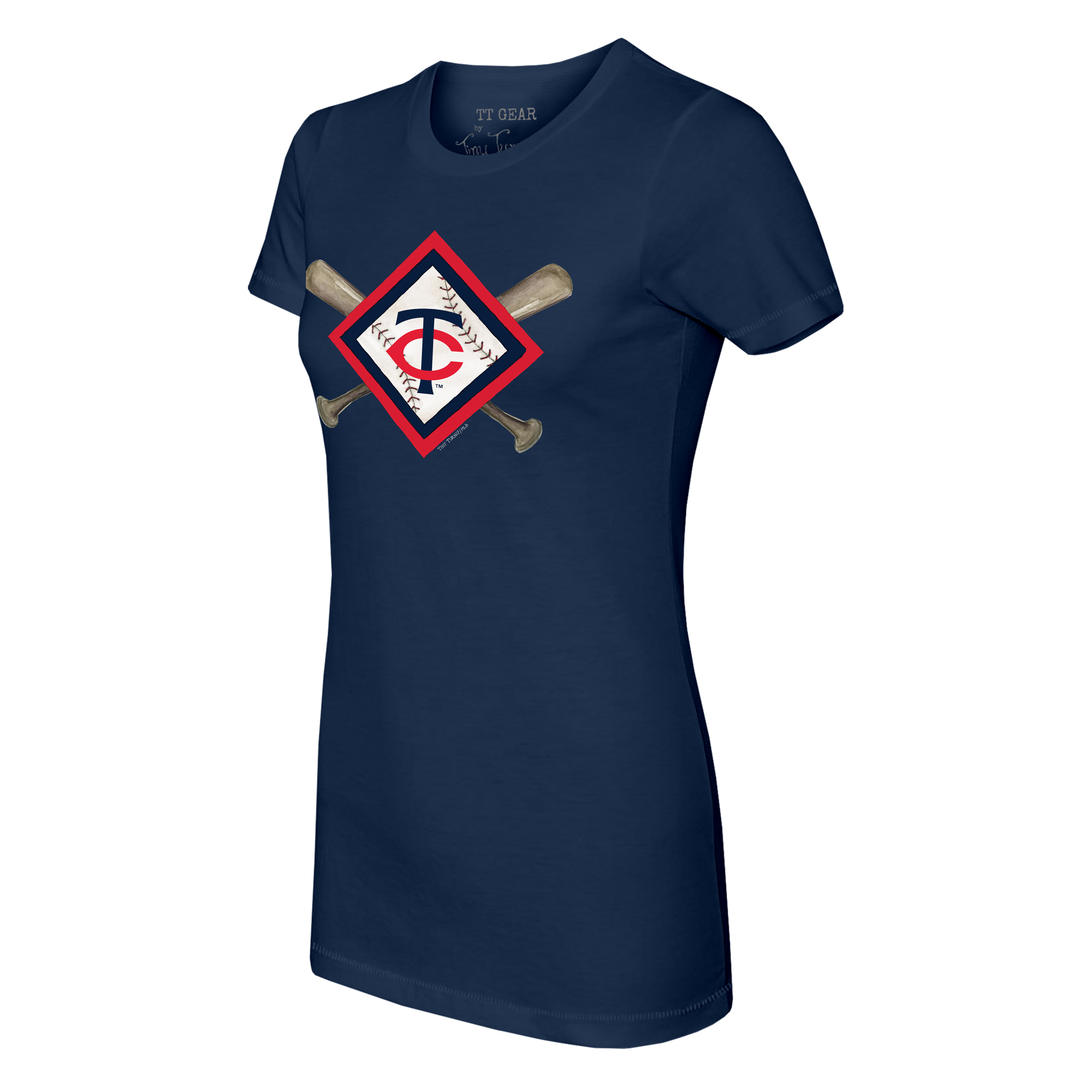 Women's Tiny Turnip Navy Minnesota Twins Diamond Cross Bats T-Shirt - Image 6