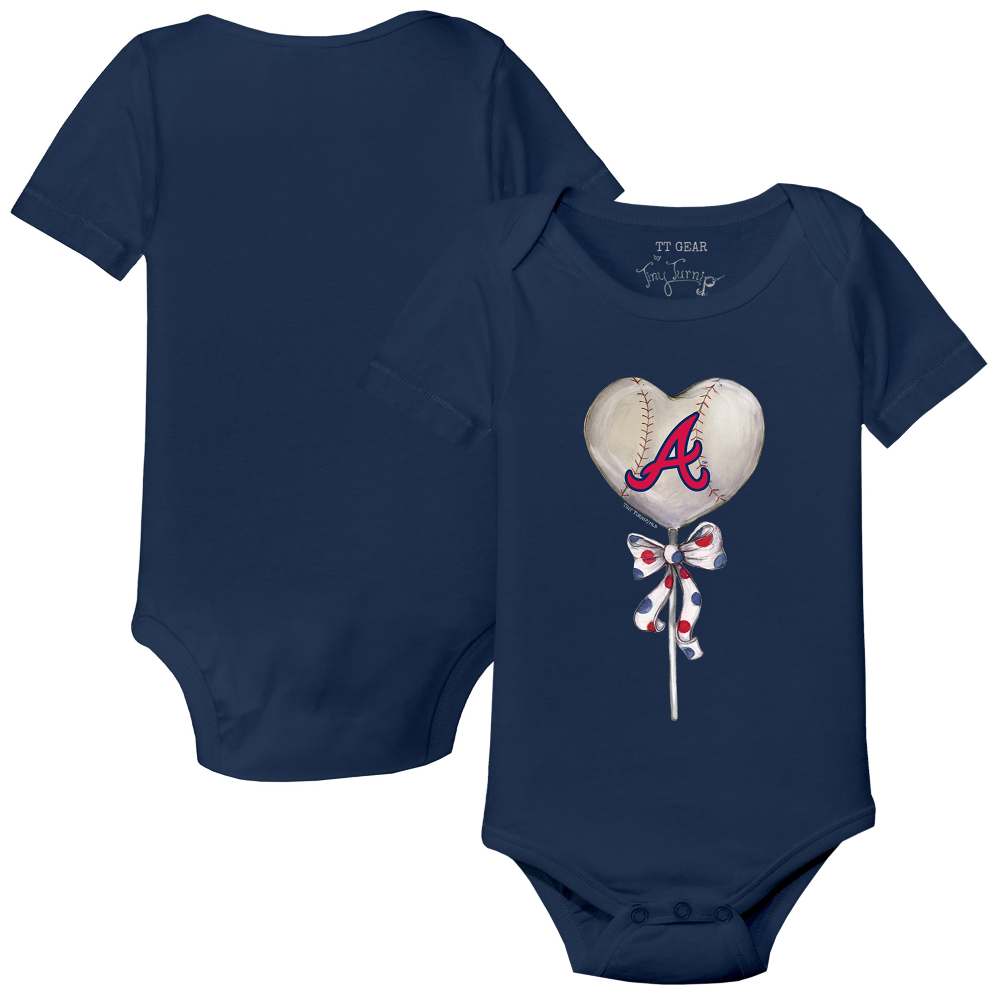 Infant Tiny Turnip Navy Atlanta Braves Heart Lolly Bodysuit