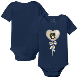 Infant Tiny Turnip Navy Milwaukee Brewers Heart Lolly Bodysuit