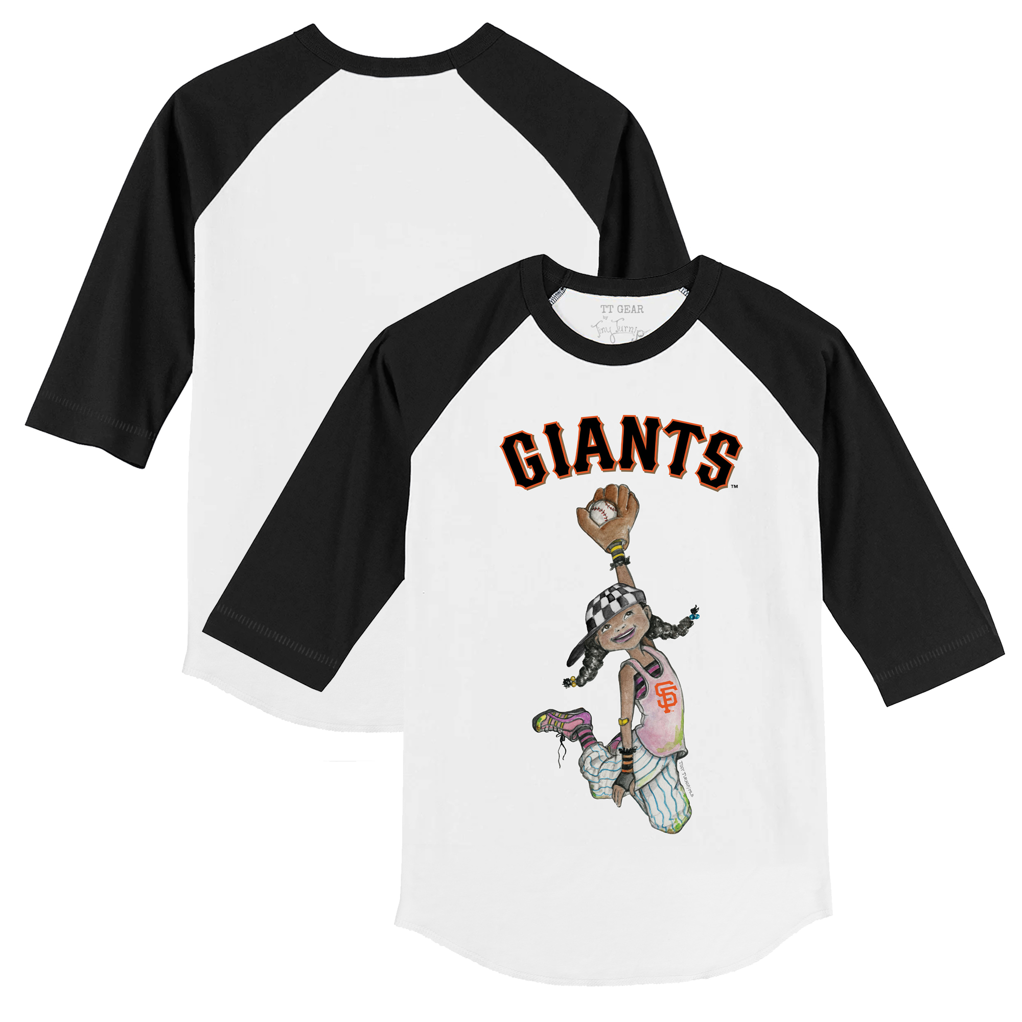 Toddler Tiny Turnip White/Black San Francisco Giants Jada 3/4-Sleeve Raglan T-Shirt