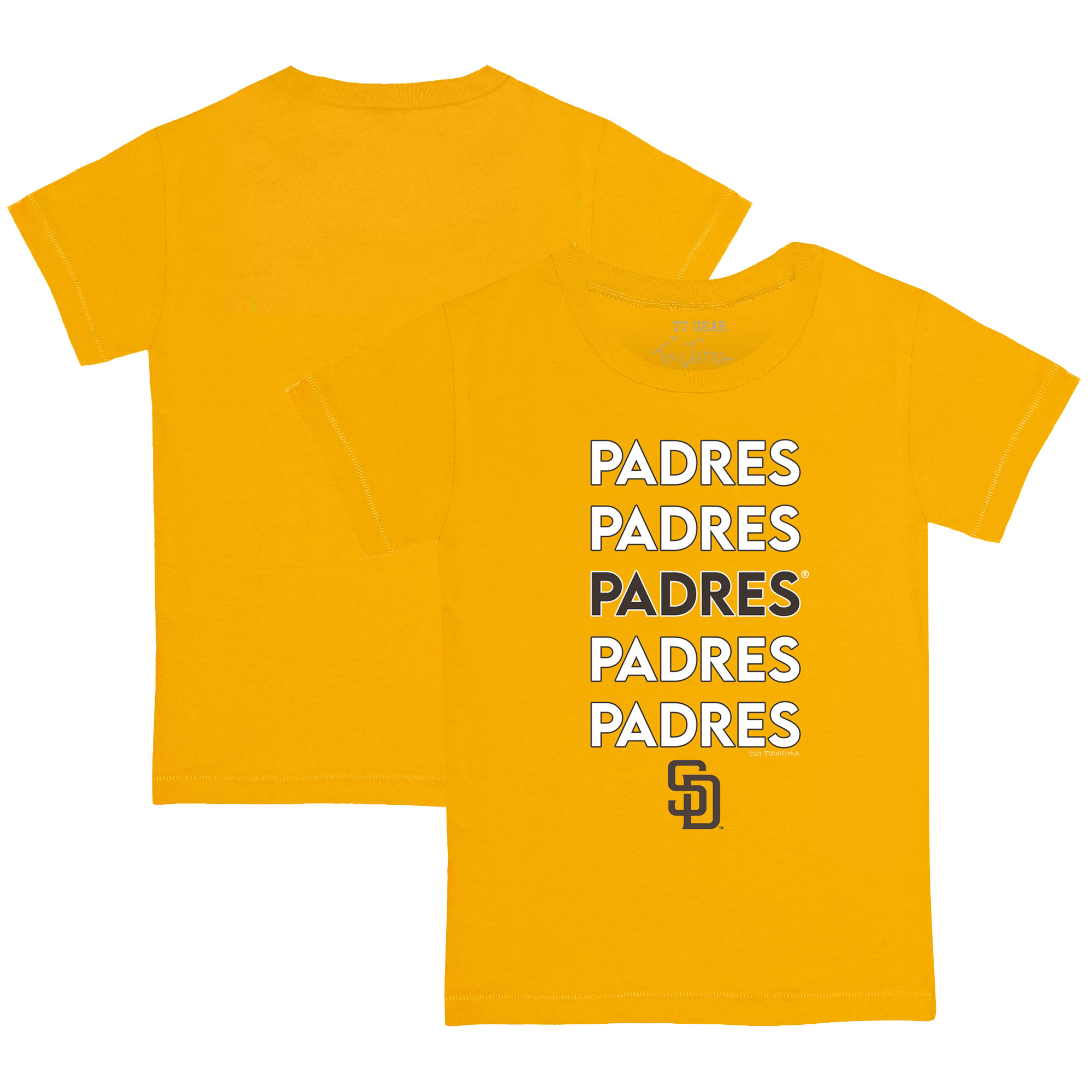 Youth Tiny Turnip Gold San Diego Padres Stacked T-Shirt