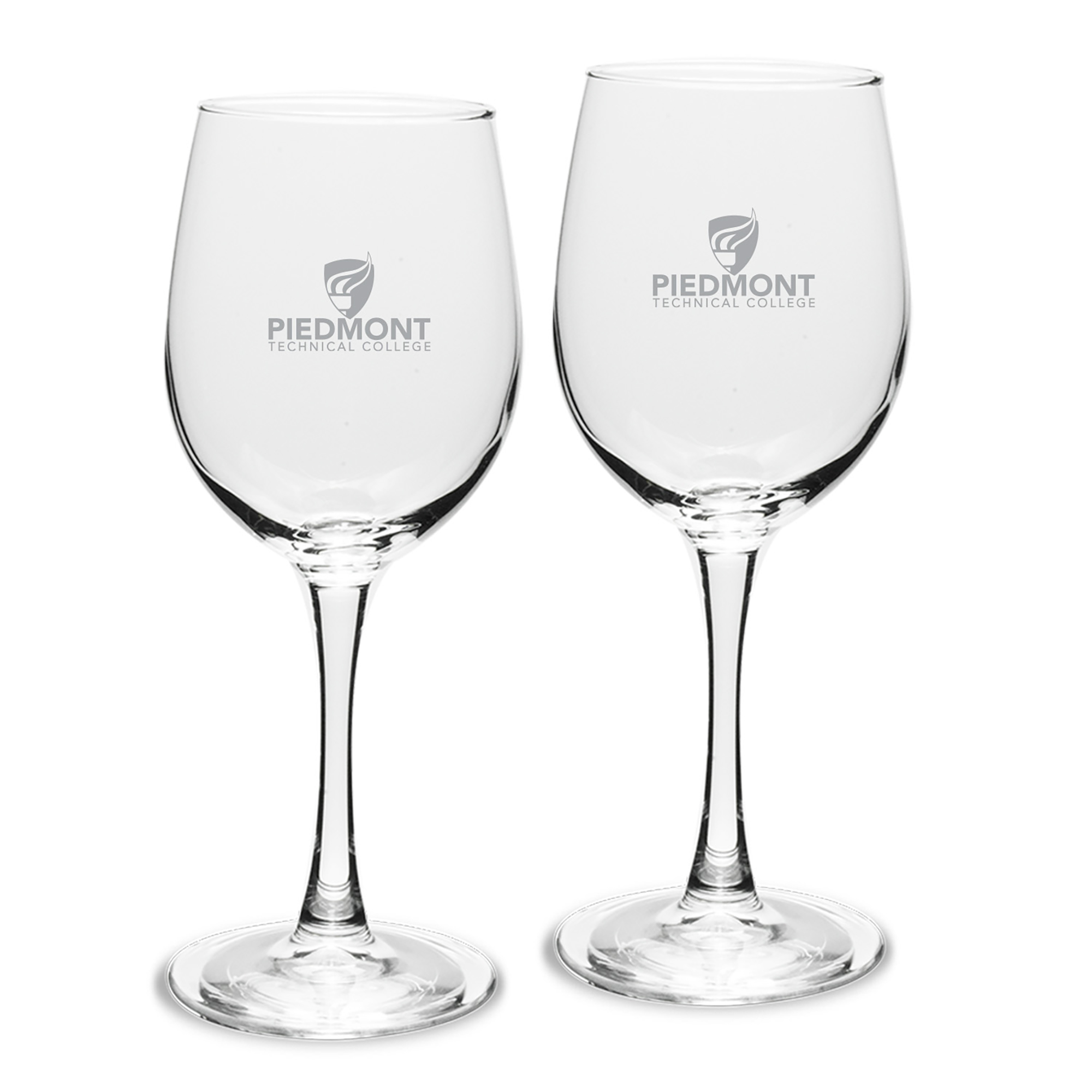 Piedmont Technical College 12oz. Two-Piece Traditional White Wine Glass Set