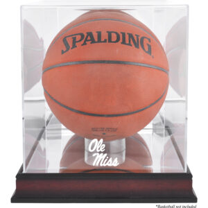 Ole Miss Rebels Mahogany Antique Finish Logo Basketball Display Case with Mirror Back