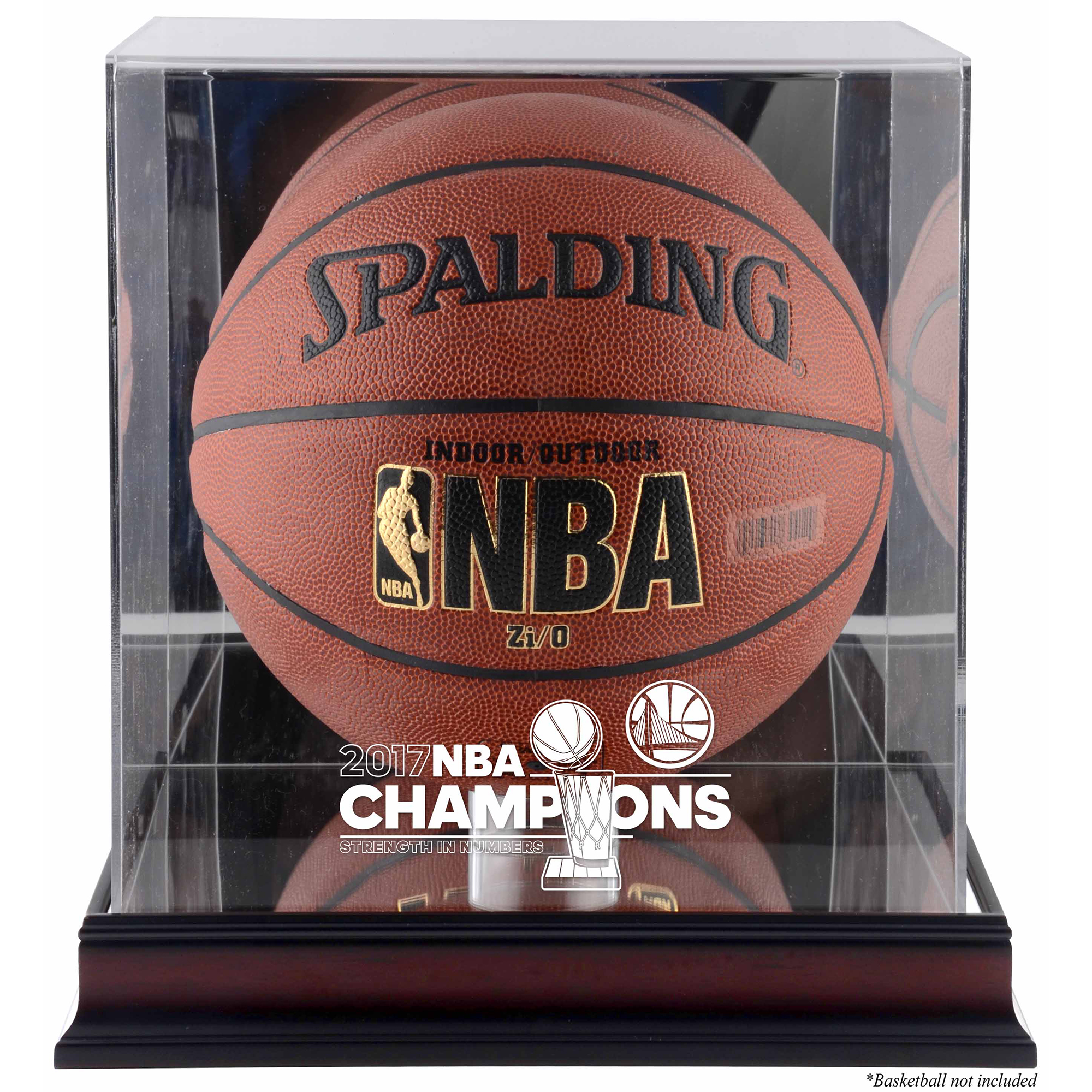 Golden State Warriors 2017 NBA Finals Champions Logo Mahogany Basketball Display Case with Mirrored Back