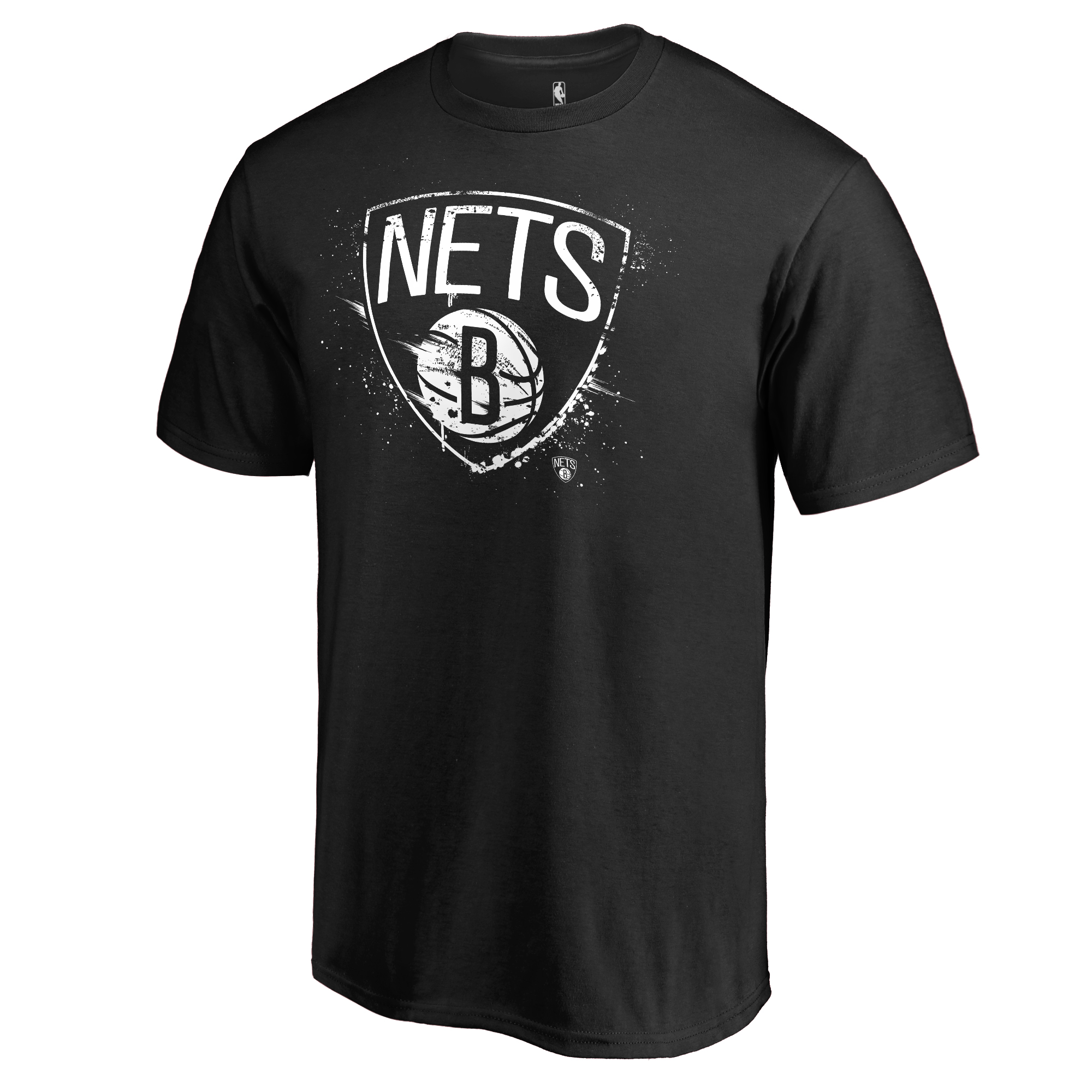 Men's Black Brooklyn Nets Splatter Logo T-Shirt - Image 3
