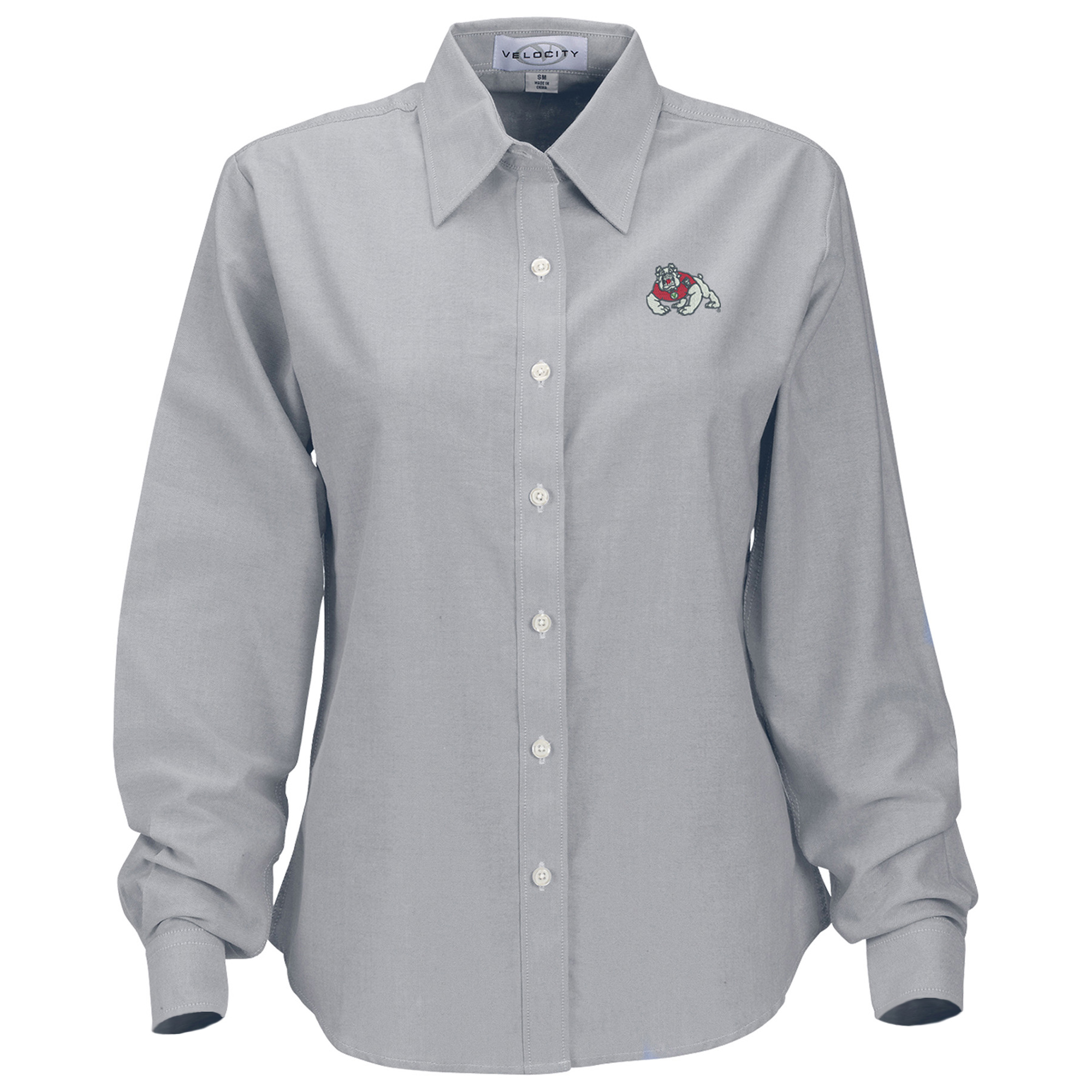 Women's Gray Fresno State Bulldogs Velocity Oxford Plus Size Button-Up Long Sleeve Shirt