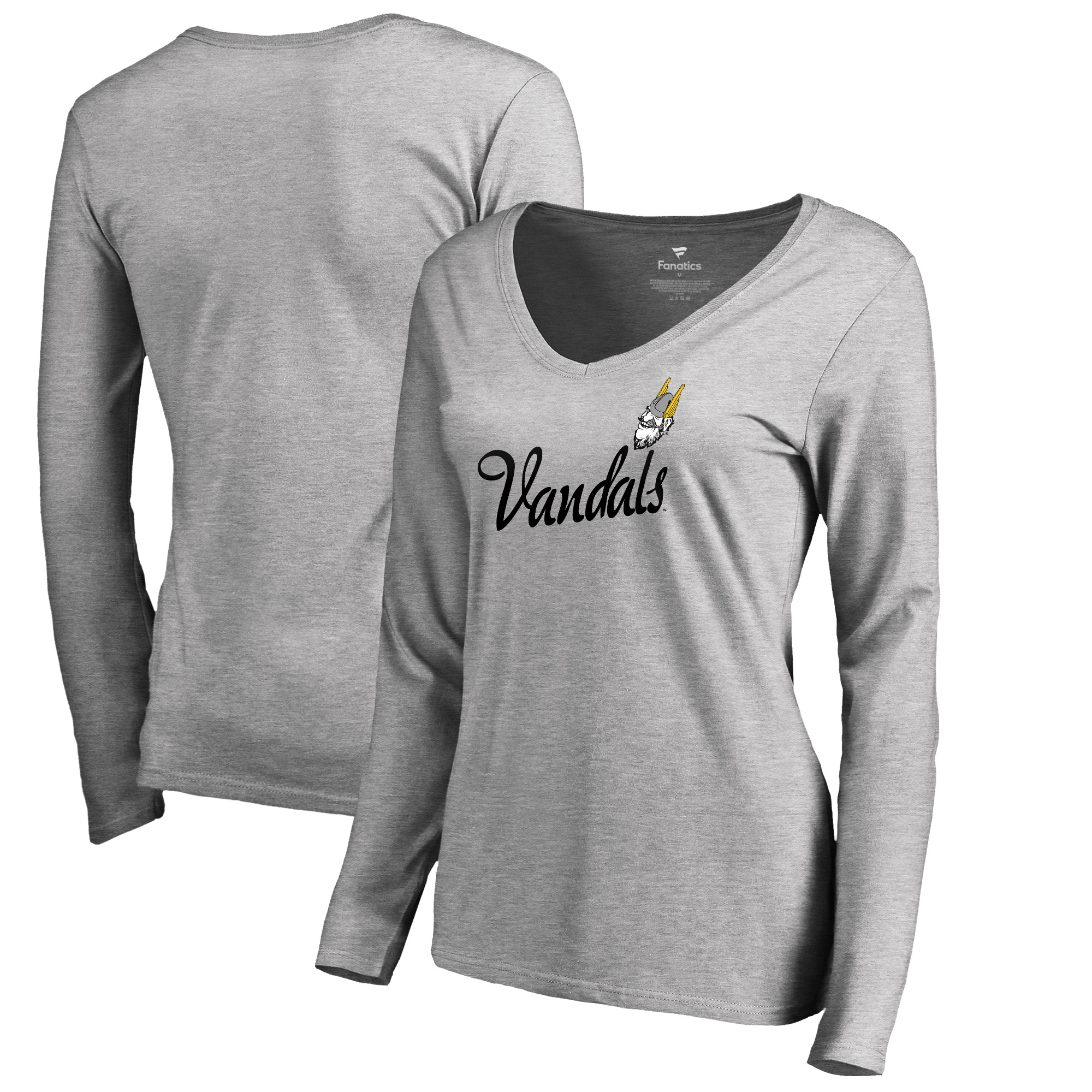 Women's Heathered Gray Idaho Vandals Dora Long Sleeve V-Neck T-Shirt - Image 2