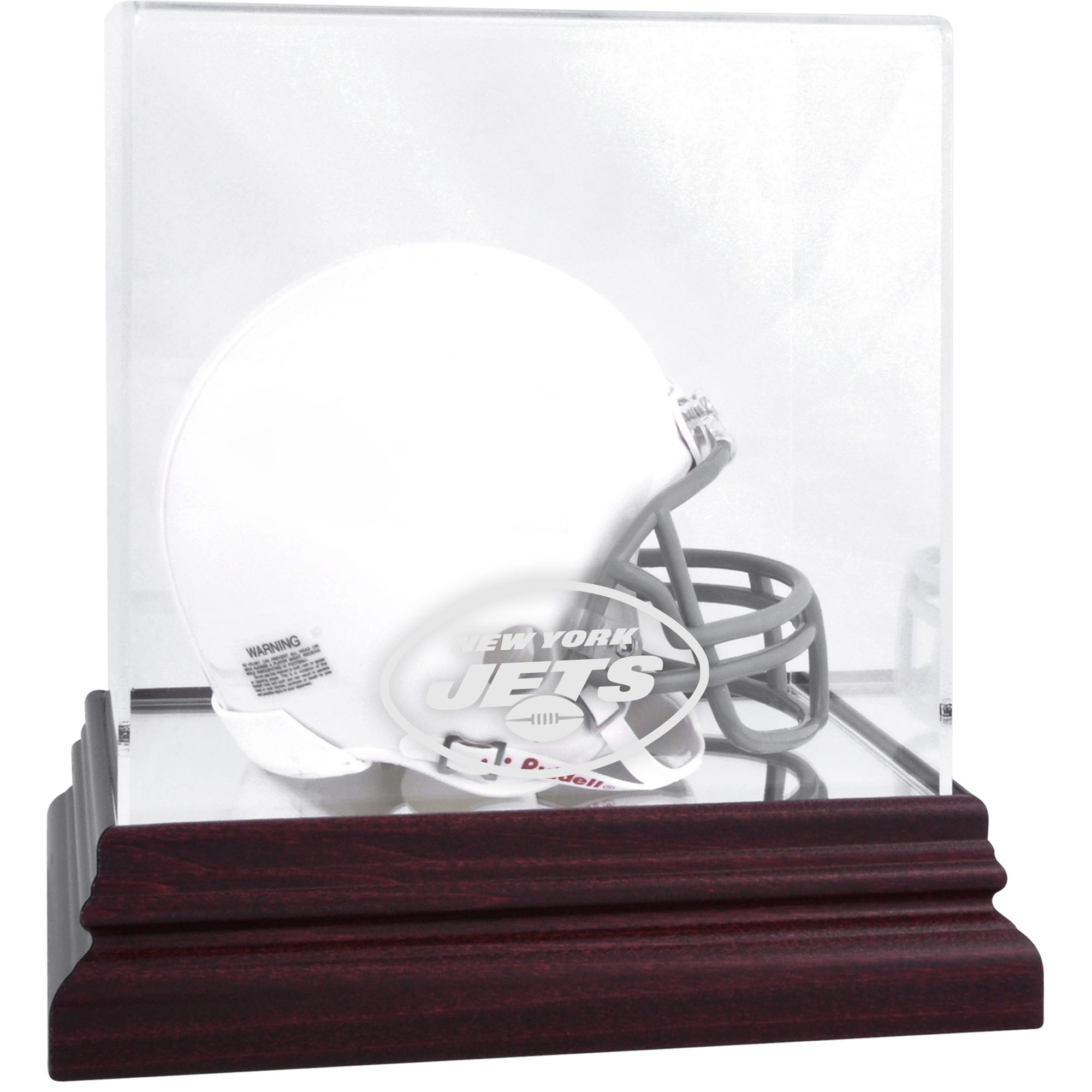 New York Jets Mahogany Logo Mini Helmet Display Case