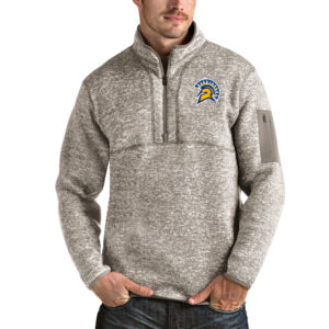 Men's Antigua Oatmeal San Jose State Spartans Fortune Half-Zip Pullover Jacket